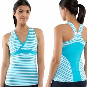 LULULEMON | Deep V Athletic Tank Twin Stripe Spry Blue / Spry Blue